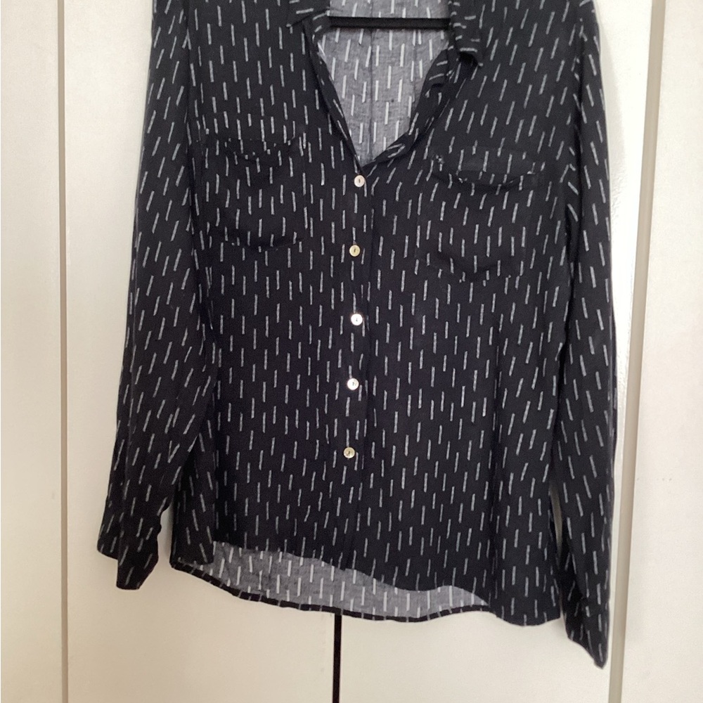 Black Patterned Women's button up rayon shirt